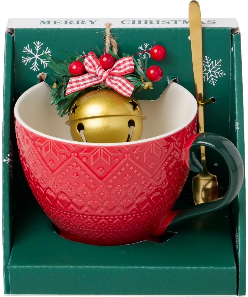 Tasse + Löffel Weihnachten, rot