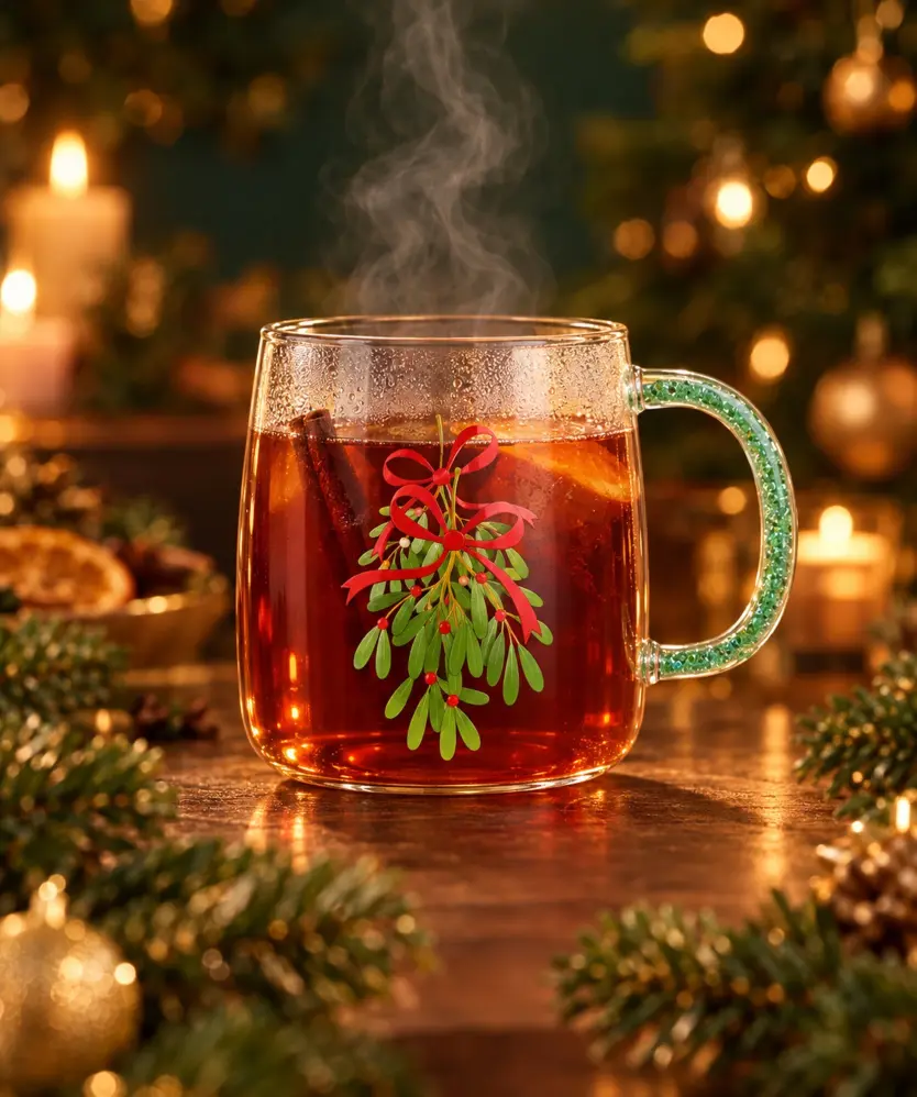 Borosilikat-Teeglas Weihnachten, grün