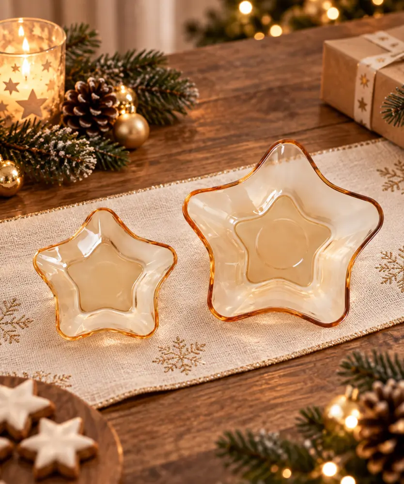 Glasschalen in Sternform, gold