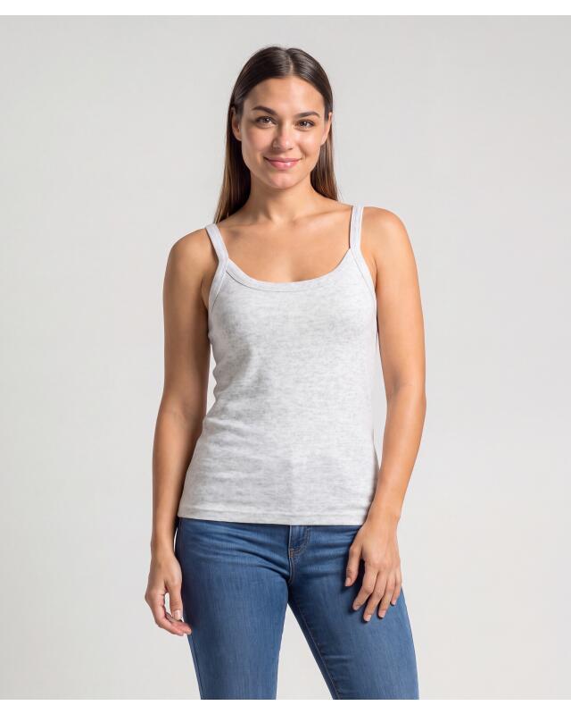 Knit top with thin straps for women, light grey marl (KiK Stricktop mit schmalen Trägern (hellgrau melange)) — KiK, authentic German product in Morocco