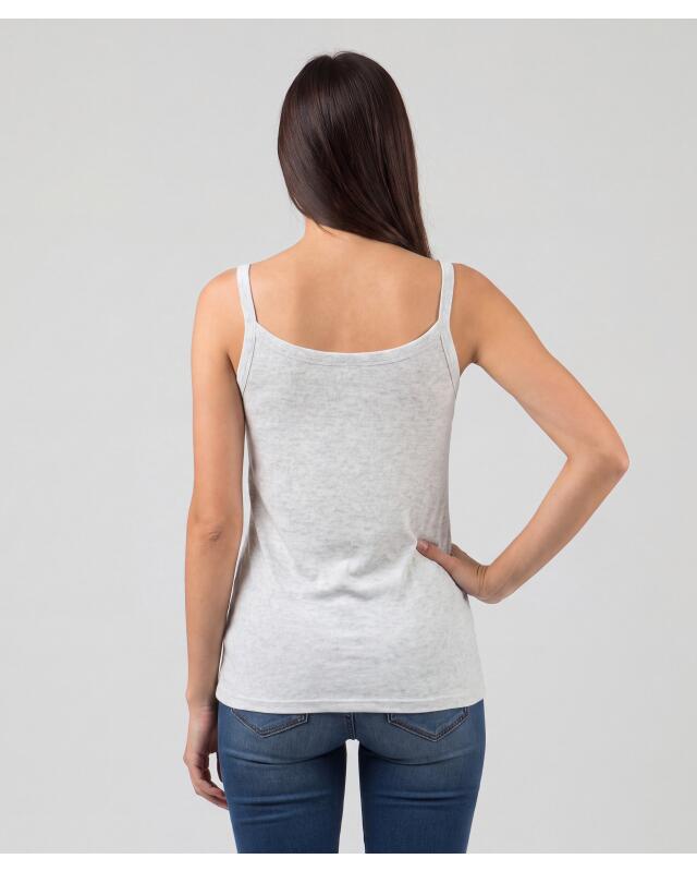 Knit top with thin straps for women, light grey marl (KiK Stricktop mit schmalen Trägern (hellgrau melange)) — KiK, authentic German product in Morocco