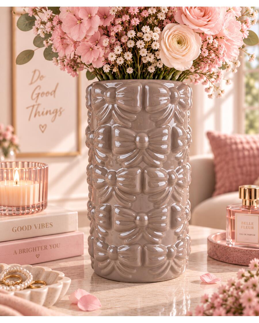 Vase mit 3D-Schleifen, rosa