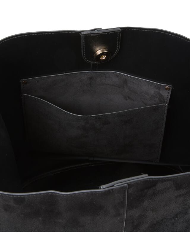 Velour-look shoulder bag for women, black (KiK Schultertasche in Veloursoptik (schwarz)) — KiK, authentic German product in Morocco