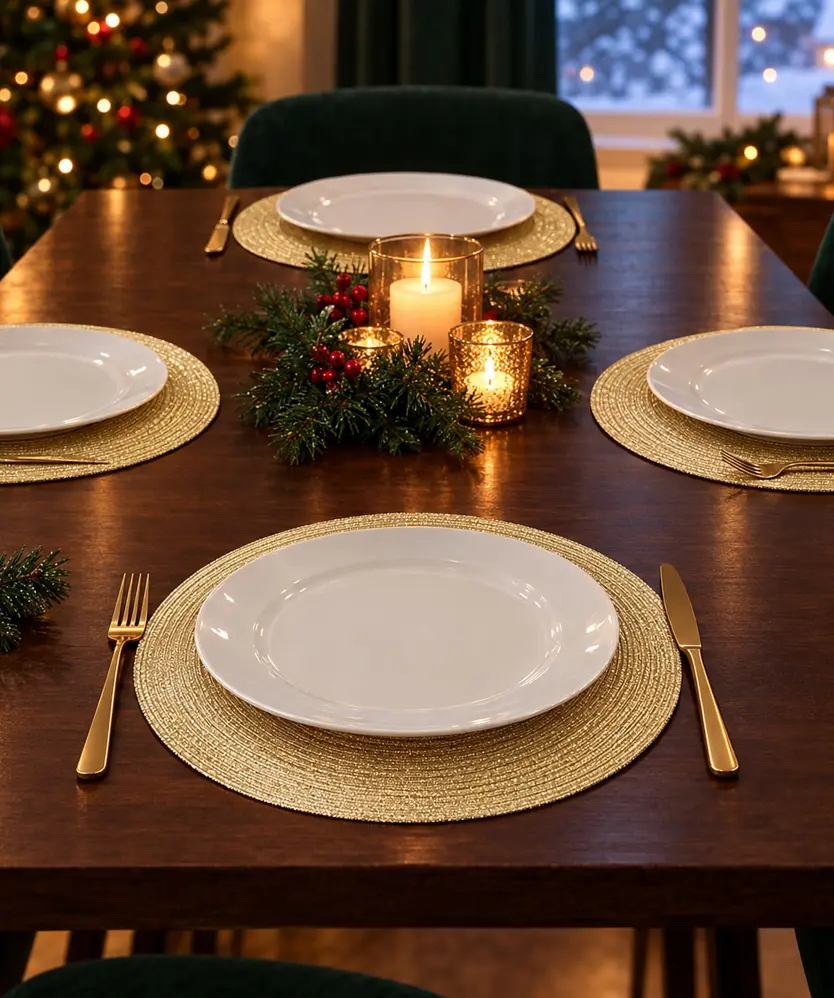 Platzsets mit Metallic-Effekt, goldgelb
