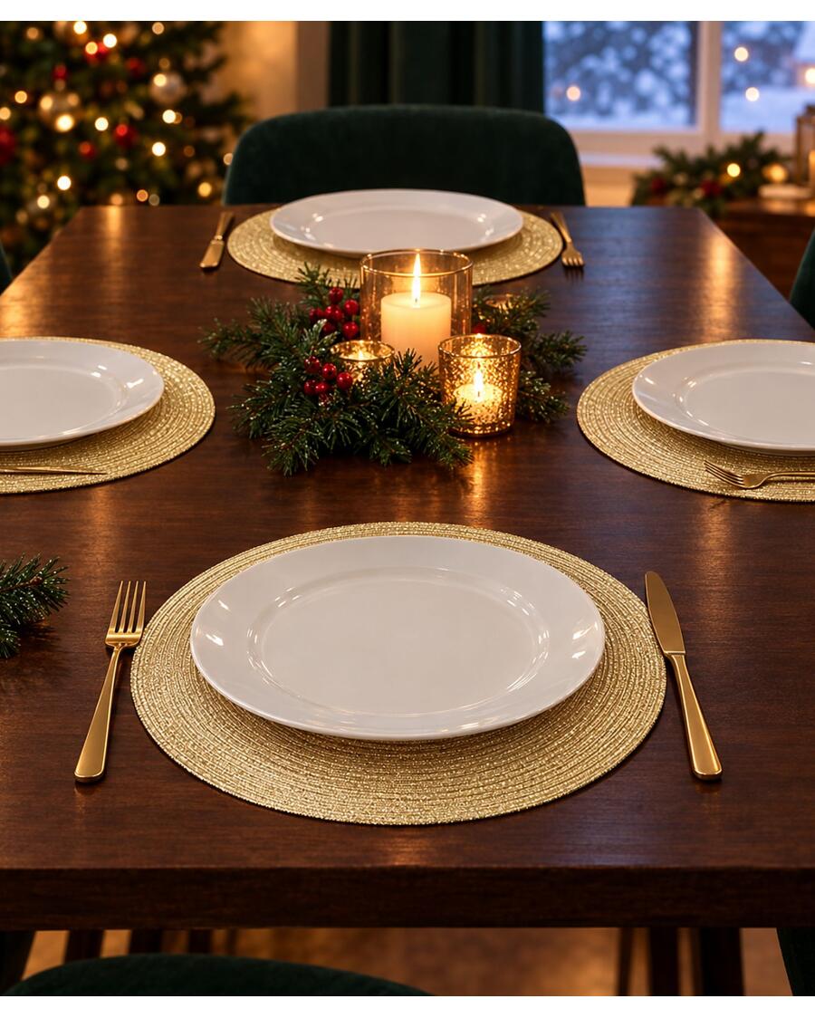 Platzsets mit Metallic-Effekt, goldgelb