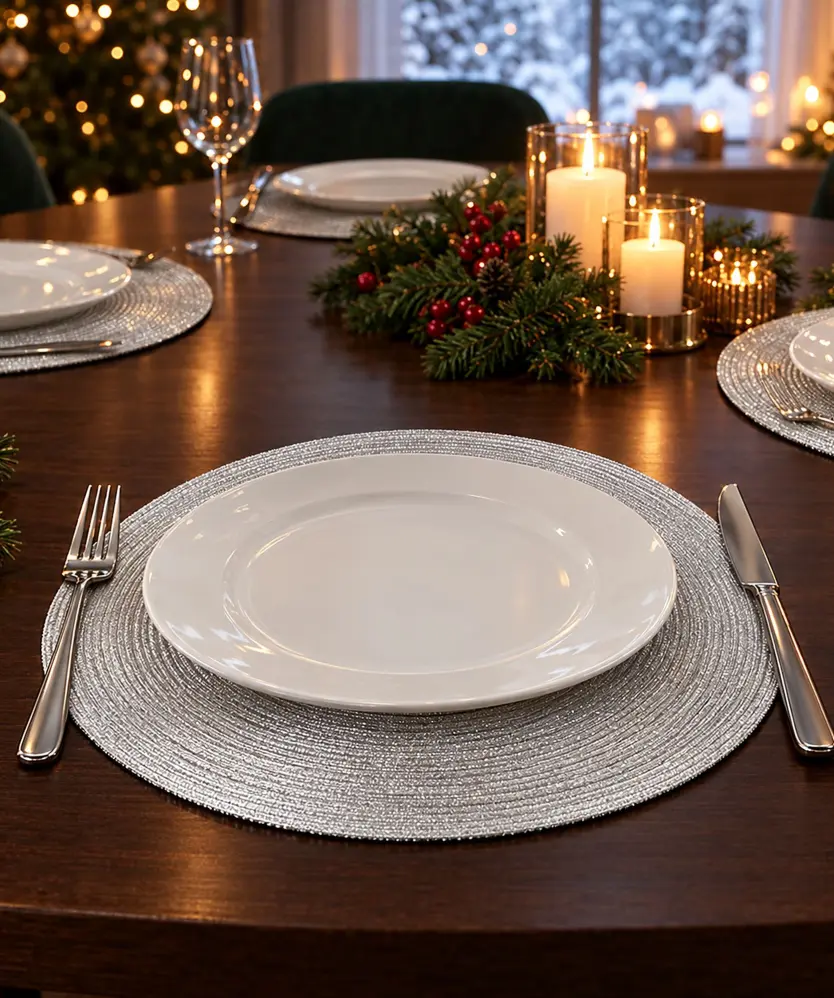 Platzsets mit Metallic-Effekt, silber