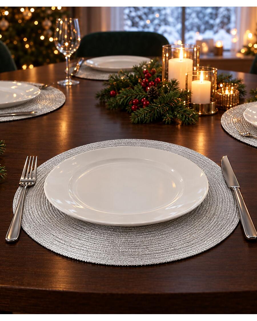 Platzsets mit Metallic-Effekt, silber