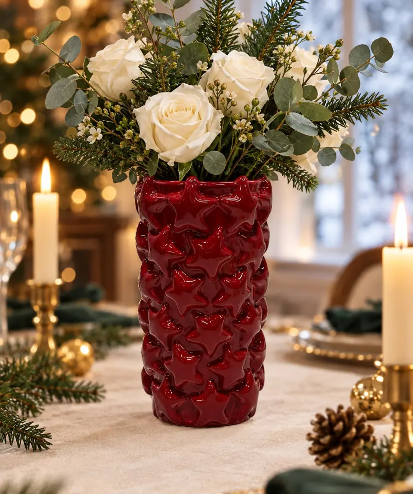 Vase mit 3D-Sternen, rot