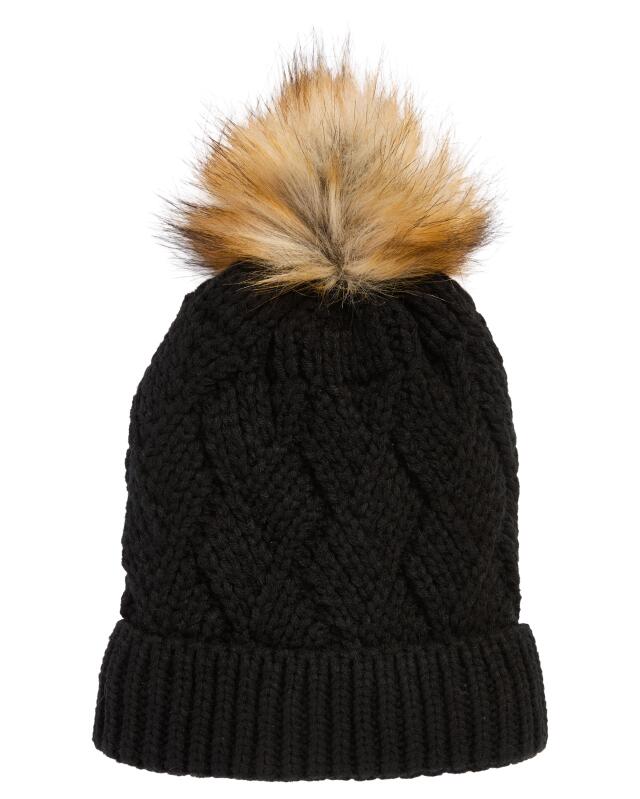 Bonnet à motif torsadé femme, noir — KiK, produit allemand authentique au Maroc