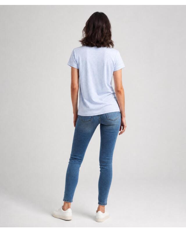 T-shirt en maille chiné femme, bleu jean (KiK Meliertes Strickshirt (jeansblau)) — KiK, produit allemand authentique au Maroc